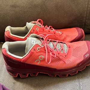 On Running Women's Pink and Maroon Athletic Shoes (hiking)